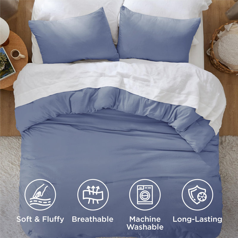 Ensemble d'édredon réversible, Cal King Comforter + 2 Standard Pillowcases, Bleu