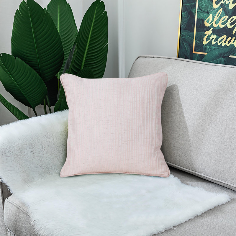 Hopelynn Striped Square Cushion, Blush Pink