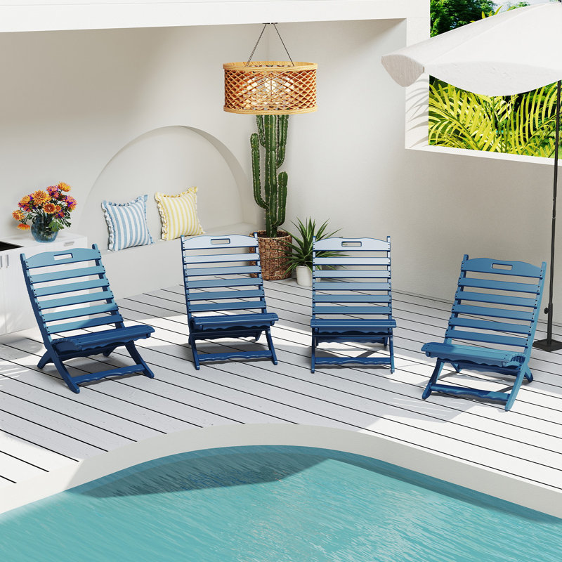Ensemble de 4 chaises Adirondack pliantes pour l'extérieur (ensemble de 4), Bleu