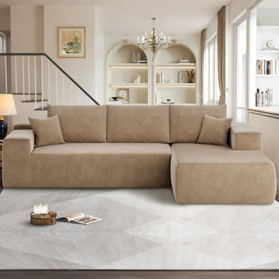 Canapé modulaire Nathasa Boneless 2 pièces sans assemblage avec compression, méridienne à combinaison libre avec méridienne en L, canapé modulaire à assise profonde pour salon et chambre à coucher
