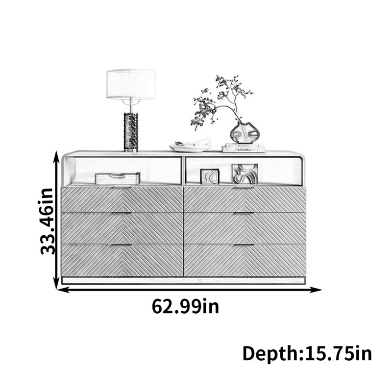 Dureau, 33.46" H x 62.99" W x 15.75" D, Light Grey