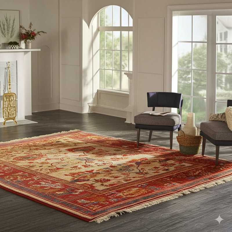 Hand Knotted Wool Area Rug