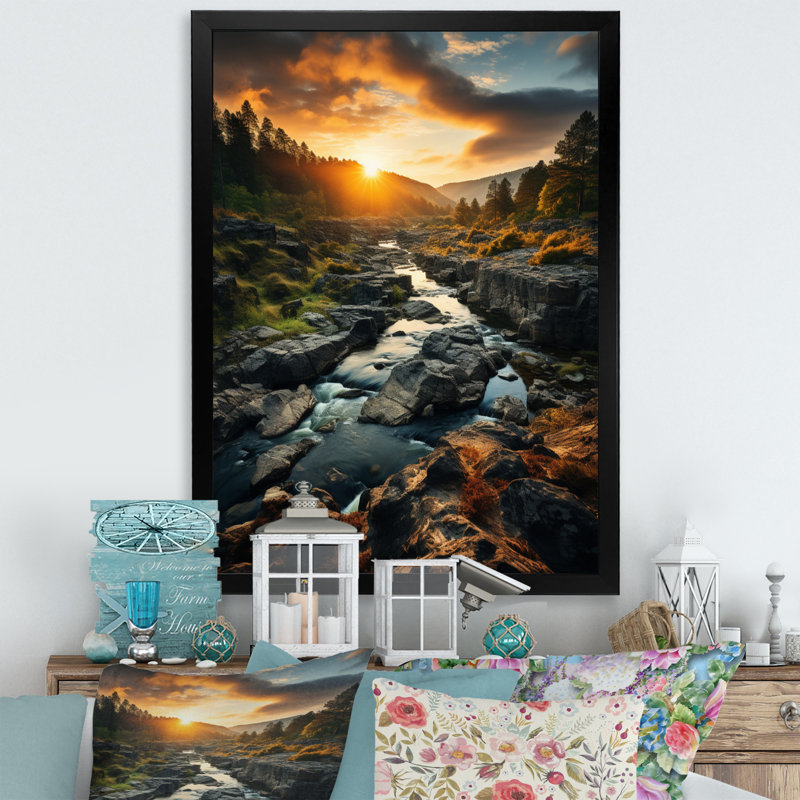 «Sunset in West Virginia Landscape», reproduction sur toile, Cadre simple noir, H 32 po x l 24 po x P 1 po