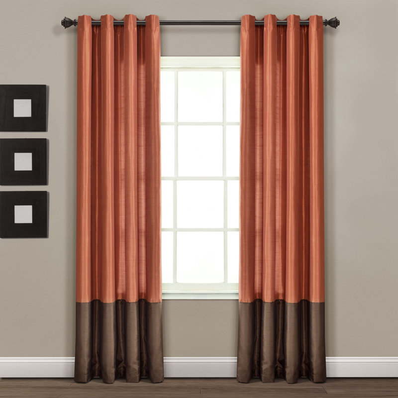 Semi Sheer Curtain Pair, Brown, 137cm W x 241cm L 
