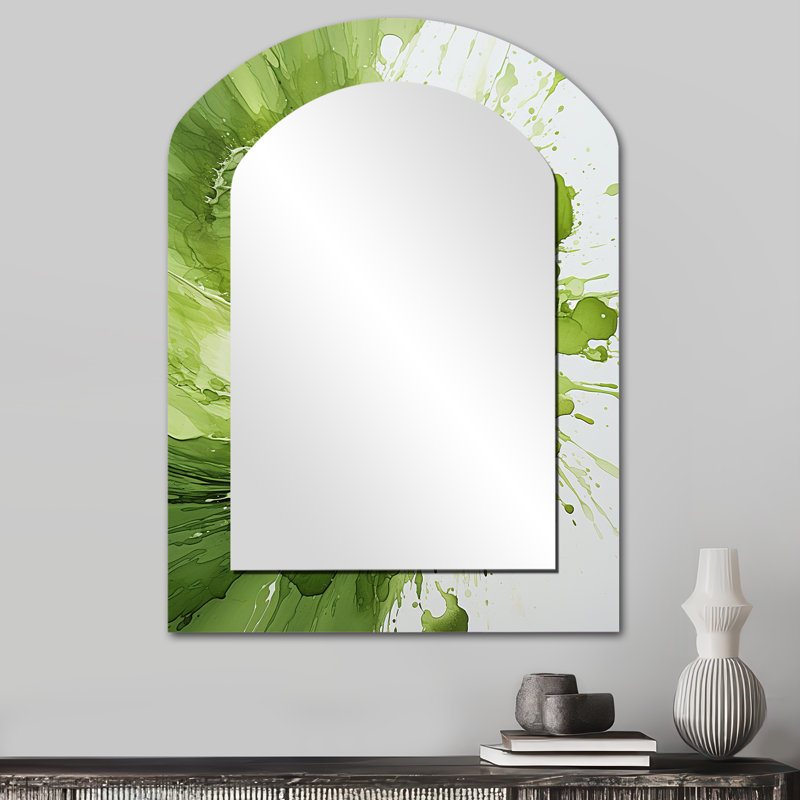 Vert et blanc avec spirale abstraite spirale IV, 34 po x 25 po
