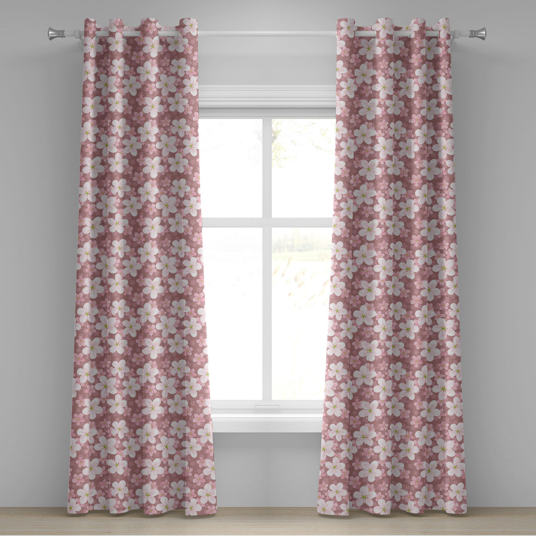 Thermovorhang-Set Taylor Cherry Blossom mit Ösen, halbtransparent