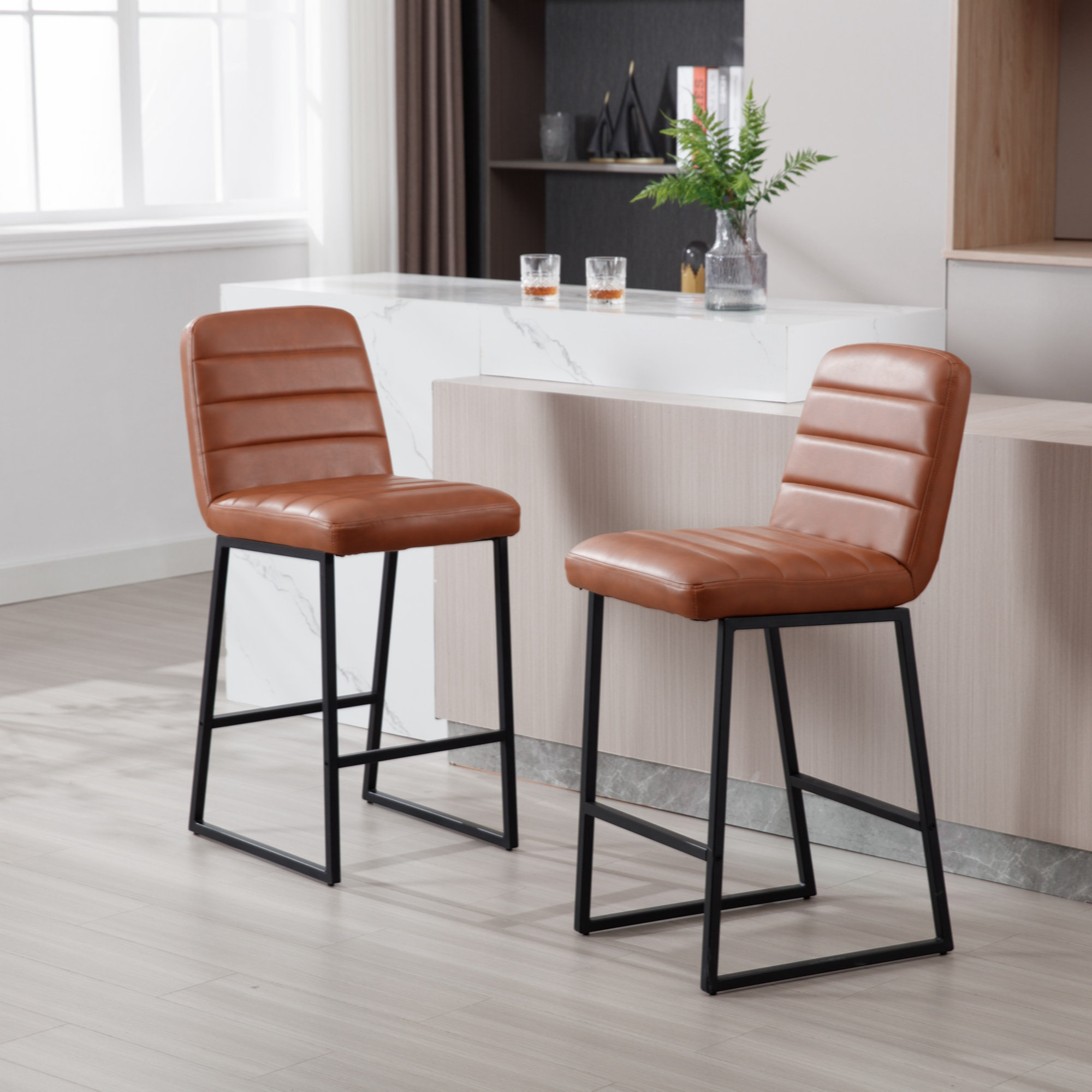 17 Stories Stalter Upholstered Counter Stool with Metal Frame | Wayfair