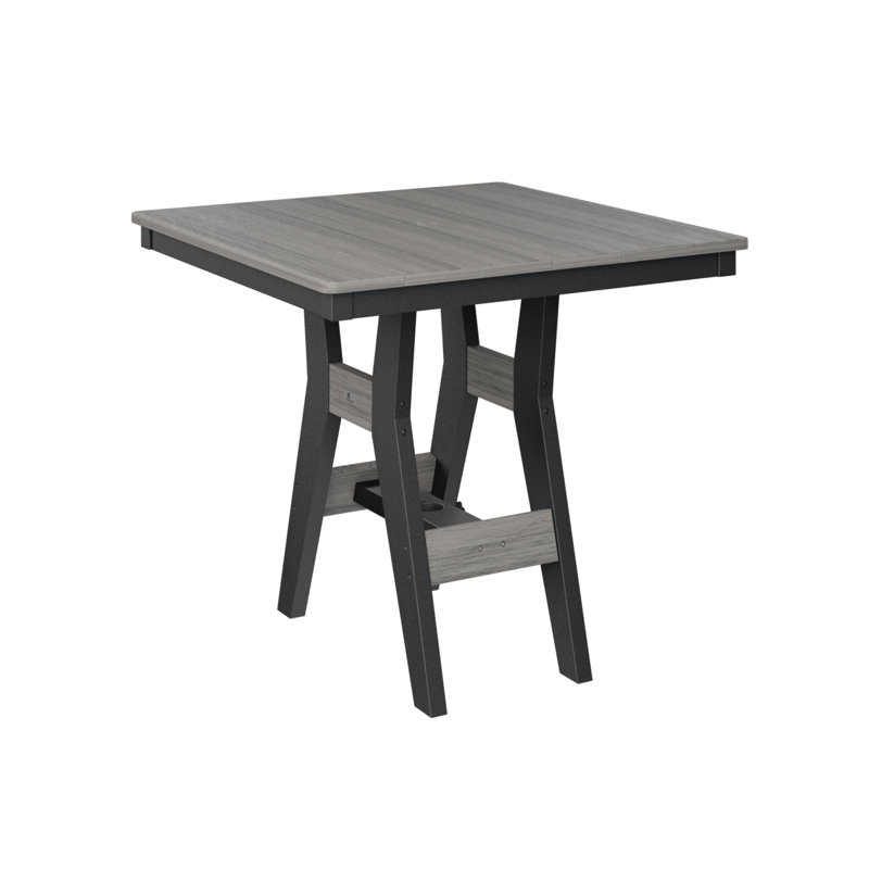 Harbor Outdoor Square Dining Table, Driftwood Gray, 30.37" H x 33" W x 33" D, Black