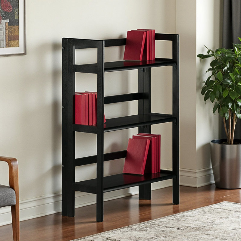 TerryZimmermann 3-Tier Foldable Stackable Shelf In Black Finish, 38.27'' H X 27.57'' W X 11.26'' D, Black