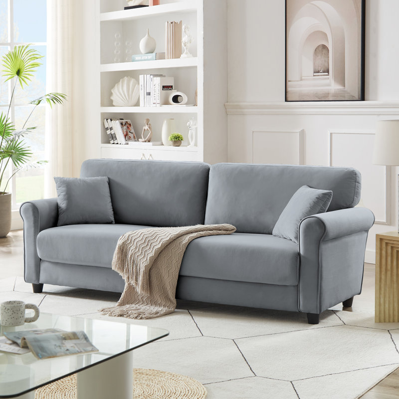 82.48'' Velvet Sofa, Gray