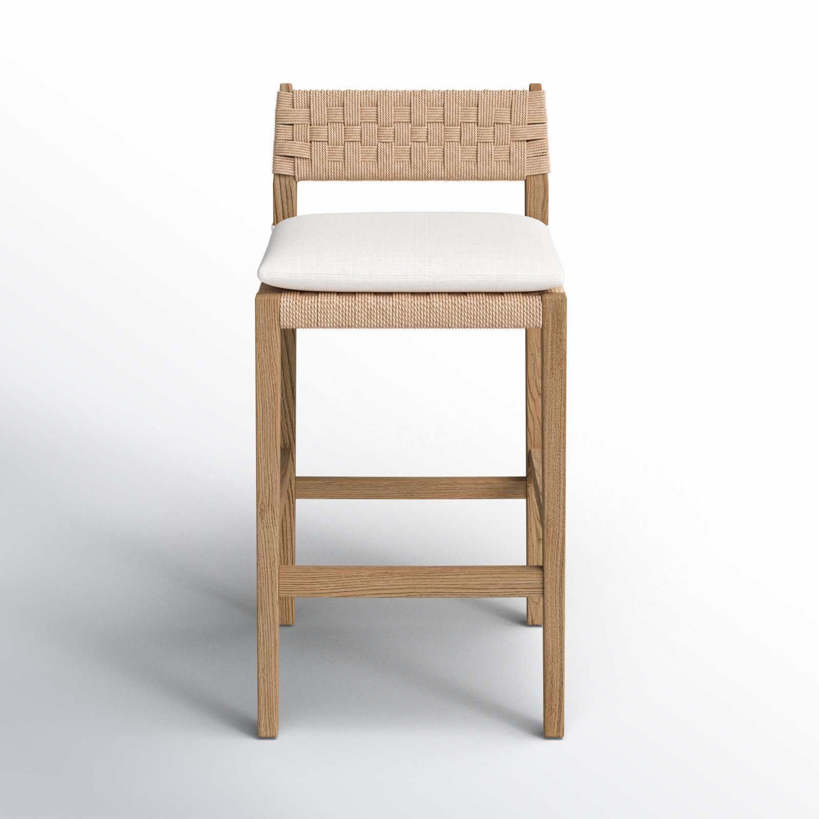 Mallory Counter Stool - Modern Oak & Woven Design