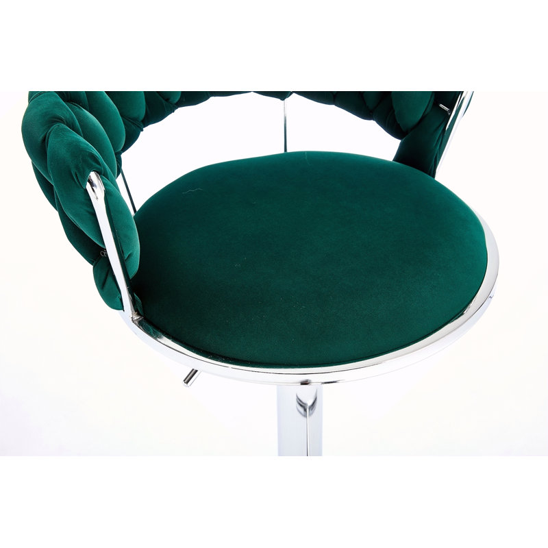 Ensemble de 2 tabourets de bar, avec repose-pieds chromé et base pivotante en velours à hauteur réglable et tabouret de bar simple chromé