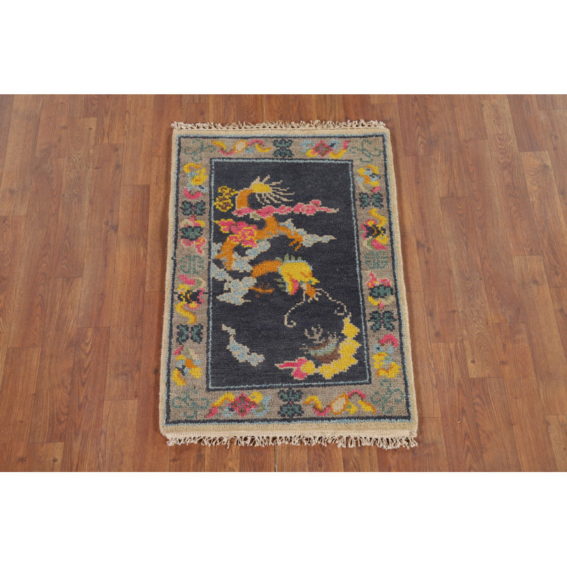 Stine One-of-a-Kind Rectangle: 2' X 3' Wool Area Rug in Navy Blue