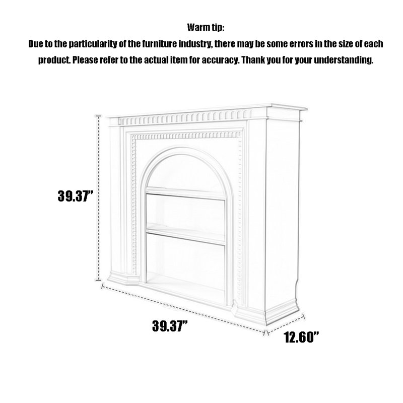 Armoire de rangement décorative française de style rétro, H 39,37 po x l 39,37 po x P 12,60 po, Noir