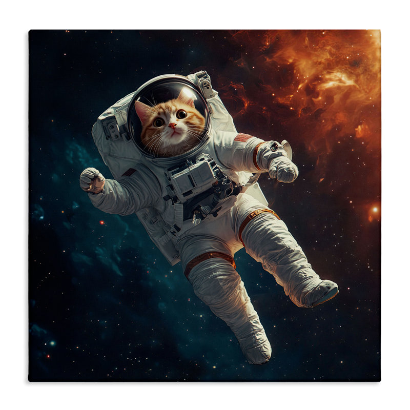 Toile interstellaire de chat, conception par Jim Baldwin, H 17 po x l 17 po