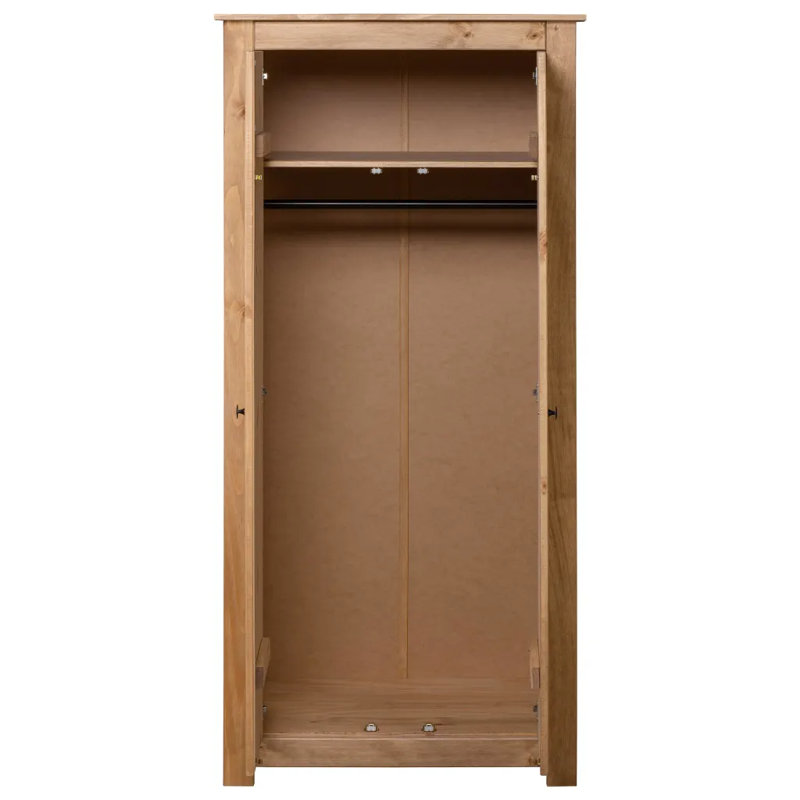 Byron 2 Door Solid Wood Wardrobe, Natural Wood