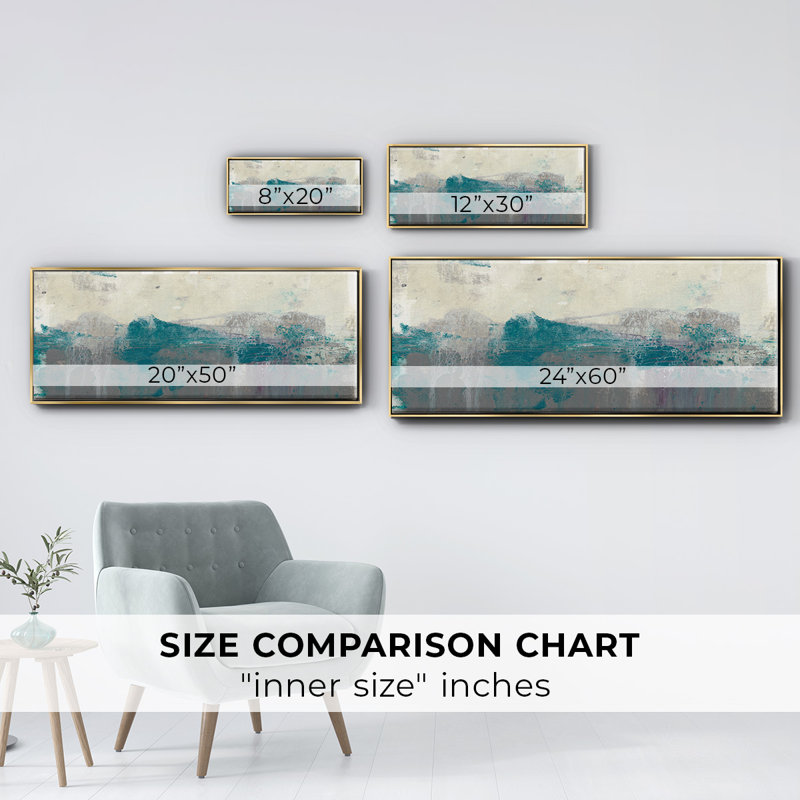Teal Range II- Framed Canvas