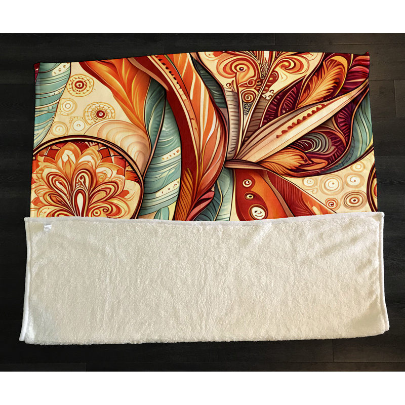 Throw Blanket, 68" W x 80" L, Paisley/Abstract, Orange/Blue