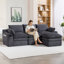 Canapé modulaire en L compressé en tissu velours côtelé, sans assemblage-1736053279