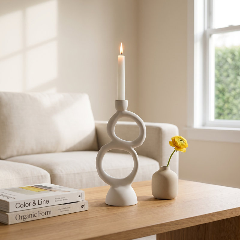 11'' H Wood Tabletop Candlestick