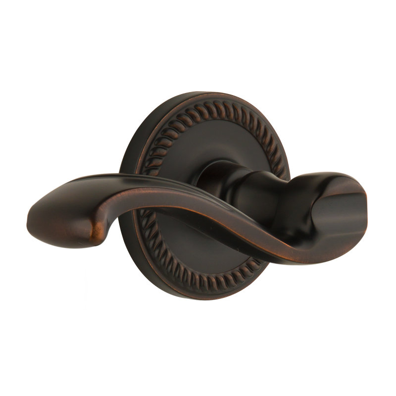 Grandeur Newport Rosette Passage with Portofino Lever, Timeless Bronze, Left Handed