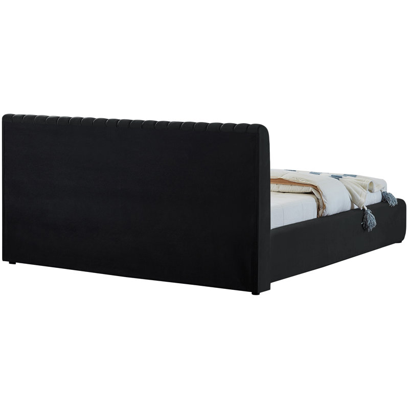 Nico Tufted Panel Bed, King, Black Velvet