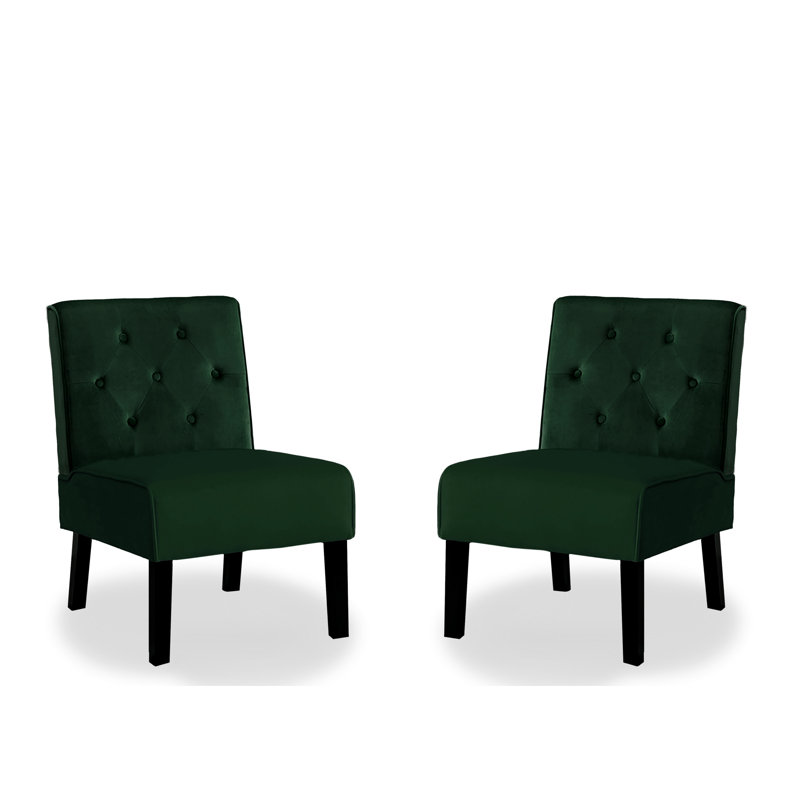 Chaises d'appoint en velours, 2 pièces - Dossier incurvé pour chambre à coucher, salon, bureau 2 pièces, chaises plissées