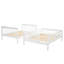 Lit superposé pour escalier avec rangement et garde-corps en blanc, pieds en pin massif, coffre-fort, compartiments, lit de chambre à coucher sans sommier à ressorts, espace, rail, construction en bois de pin, assemblage facile