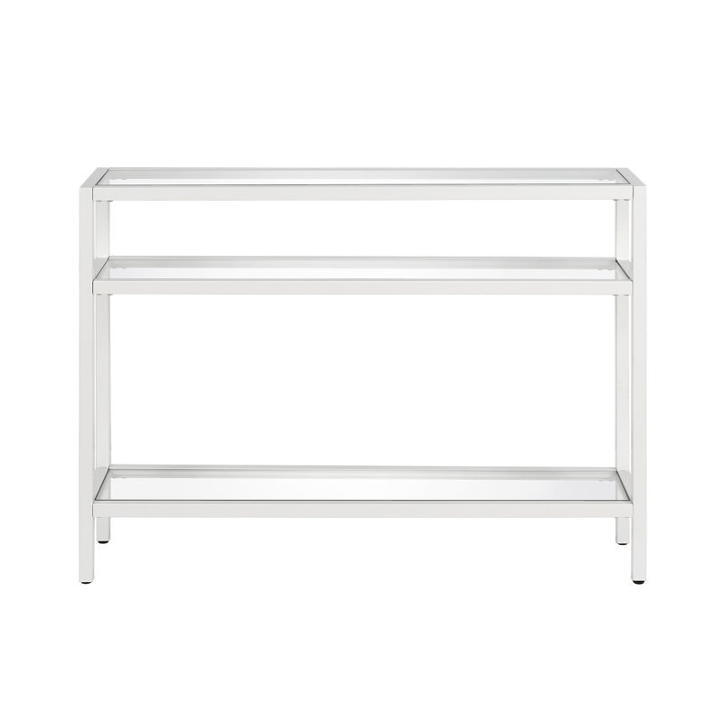 Ceno Glass Top Console Table, 30" H x 42" W x 10" D, White