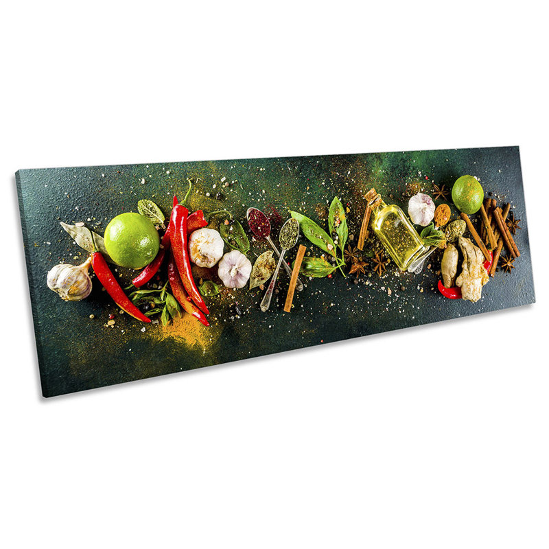 Herb Spices Ingredients Kitche - Wrapped Canvas Panoramic Print, 30.48cm H x 91.44cm W x 2cm D