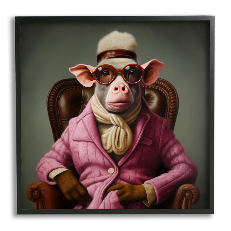 Ba-931 - Mode animalière encadrée sur bois, H 24 po x l 24 po x P 1,5 po, Giclée encadrée noir minuit