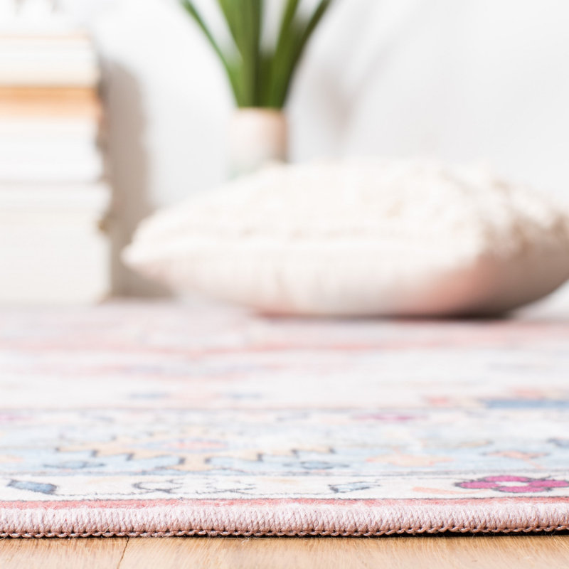 Tapis beige / bleu Allana, Carré 5 pi