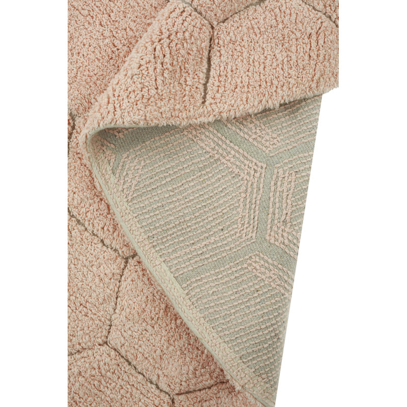Washable Round Rug Honeycomb Rose
