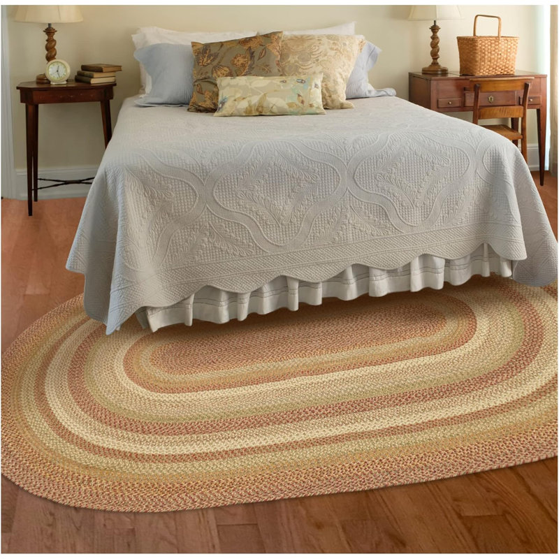 Dajohn Jute Braided Non-Shedding Country Brown/Cream Rug, Oval 4' x 6'