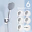 Douche de 25 cm : effet pluie intense et douchette à main avec bras de 28 cm, 6 jets, étanche, acier inoxydable, fixation murale, douche carrée, ensemble de pommeau à débit réglable : 25 cm, 11 réglages, conception anti-fuite.