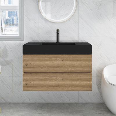 Meuble-lavabo 36 po avec lavabo en quartz noir