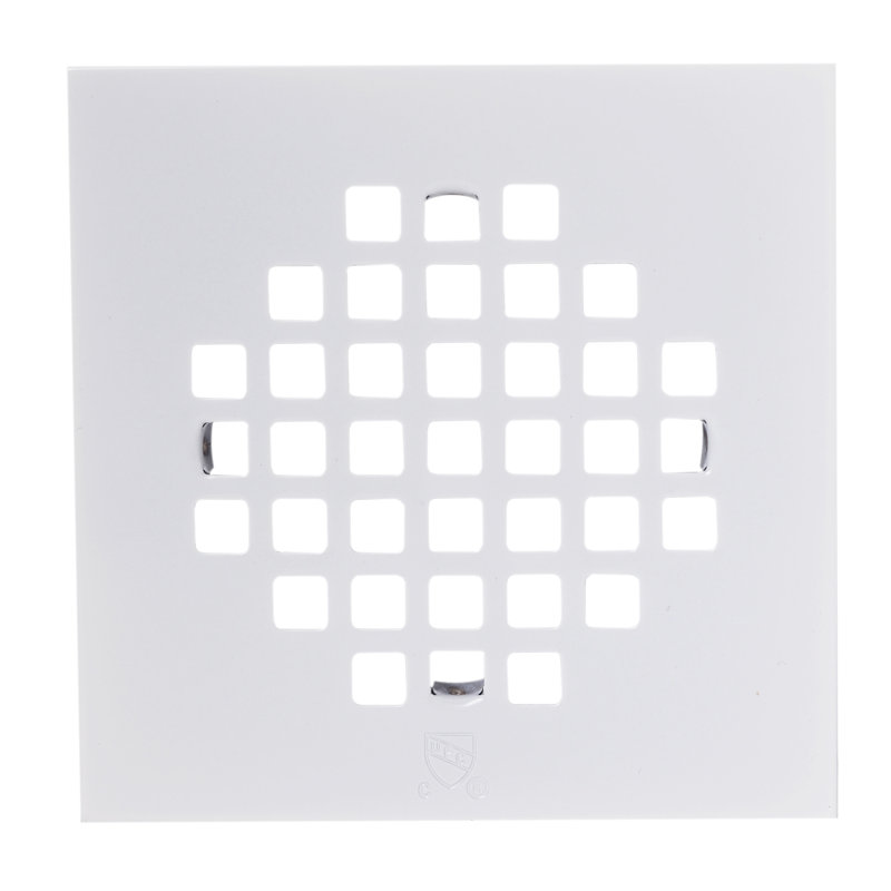 Couvercle de drain de douche carré 4,25 ", Blanc thermolaqué