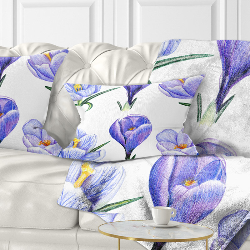 Coussin décoratif imprimé à la main Crocuses
