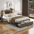 Ortenzia Bed Frame with Storage Headboard, Drawer, Charging Station and LED Light-2034018958-2034018959