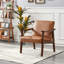 62cm Wide Faux Leather Mid-Century Modern Armchair, Upholstered Accent Chair with Solid Wood Legs-91132067-100932157