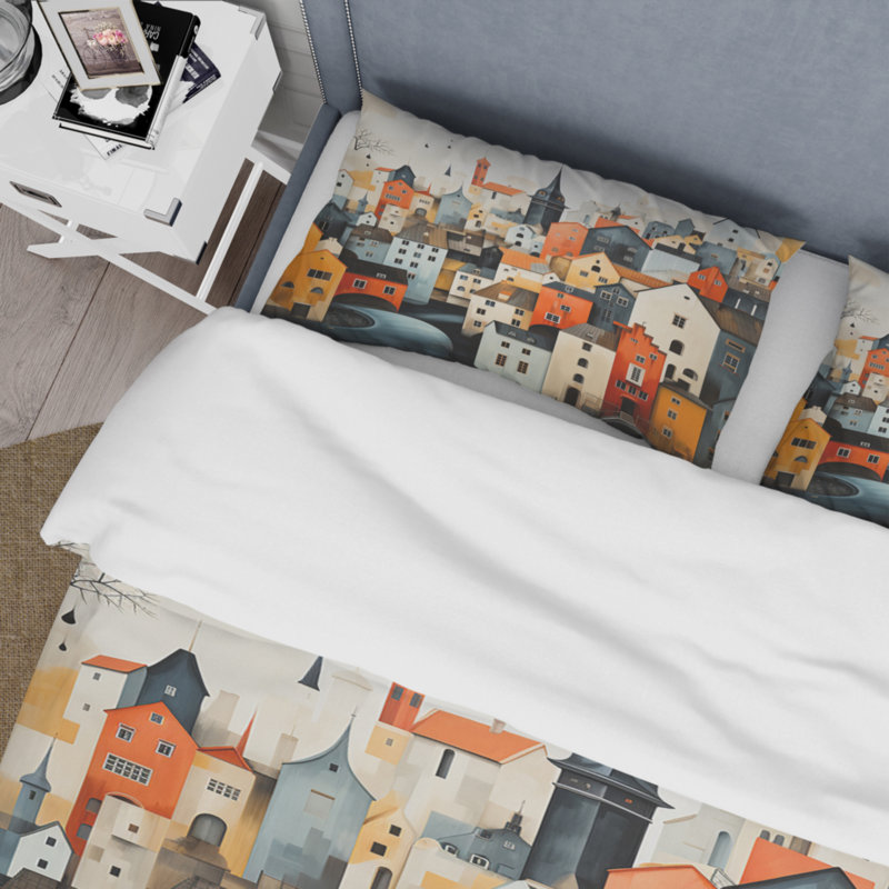 Danemark - ensemble de housse de couette en microfibre / polyester, Housse de couette pour grand lit et 2 taies décor