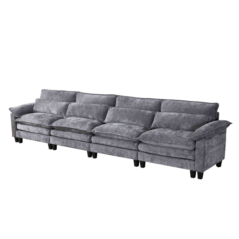 Canapé modulaire Luqi, Beige, 4, H 35,8 po x l 150,4 po x P 32,4 po