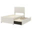 Lit plateforme simple tapissier avec lit gigogne et 3 tiroirs, lin beige 3 tiroirs