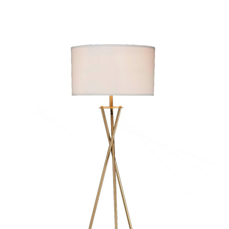 64.5" Tall "Ester" Mid-Century Metal Floor Lamp, Hourglass Design,