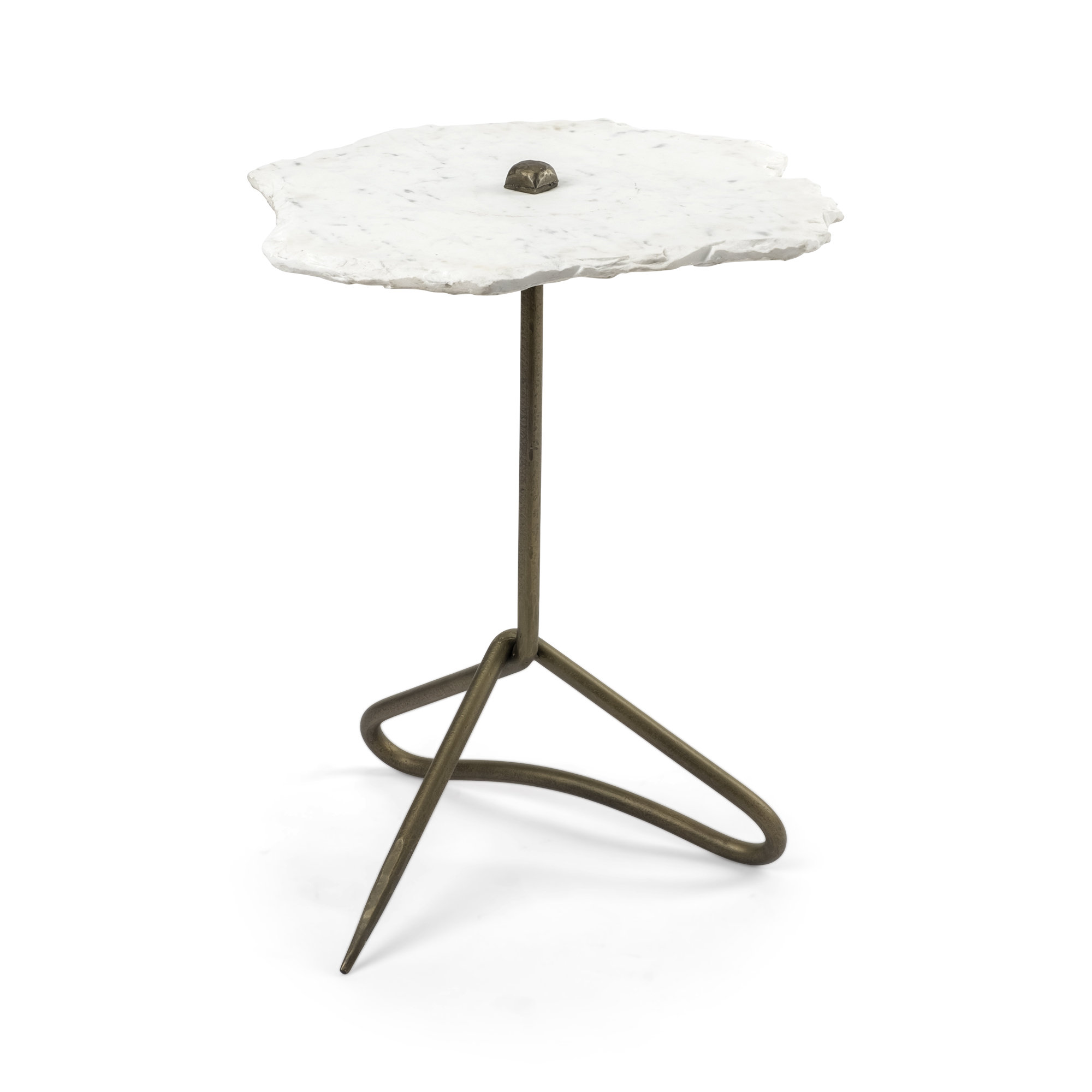 Goncalvo End Table, White/Gold