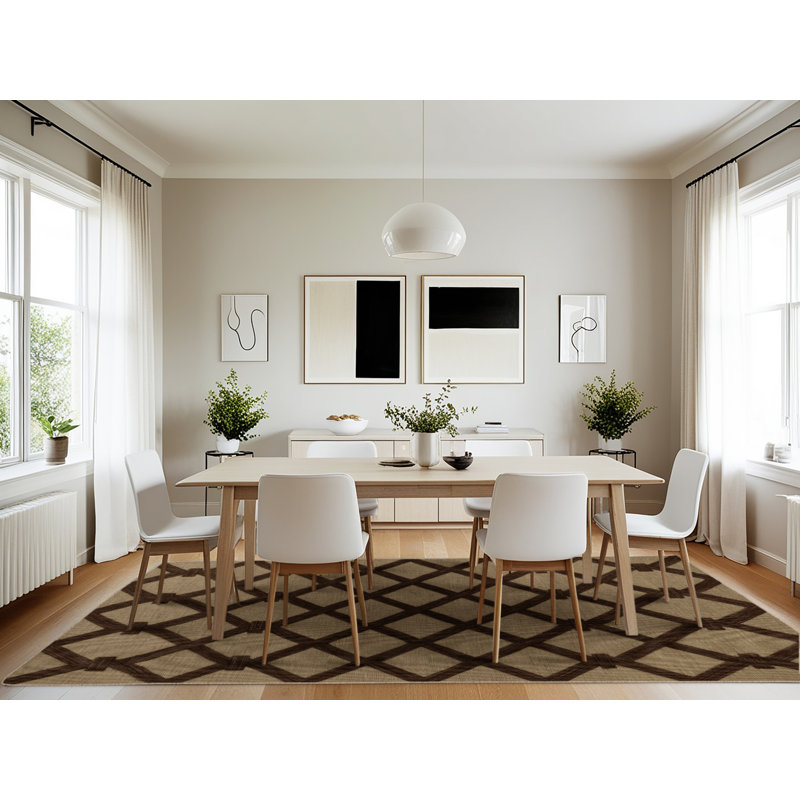 Machine Washable Trellis Beige Area Rug, Rectangle 7' x 10'