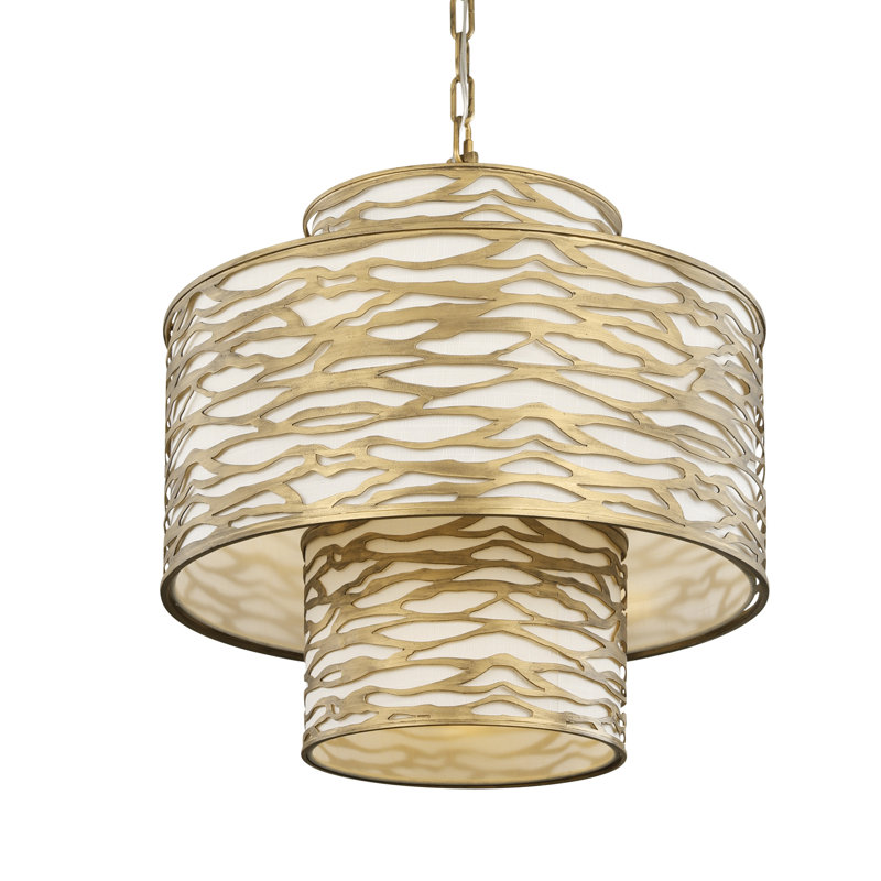 Luminaire suspendu 4 lumières Kato, Havane doré, Doré