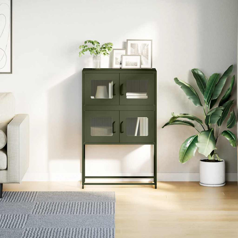 Highboard 68X39x107 Cm Steel, Olive Green
