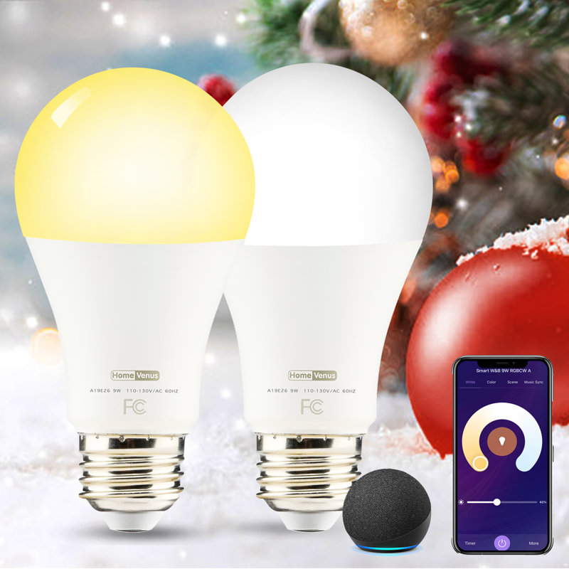 9 Watt A19 LED Smart, Dimmable Light Bulb, Tunable White E26Medium Standard Base
