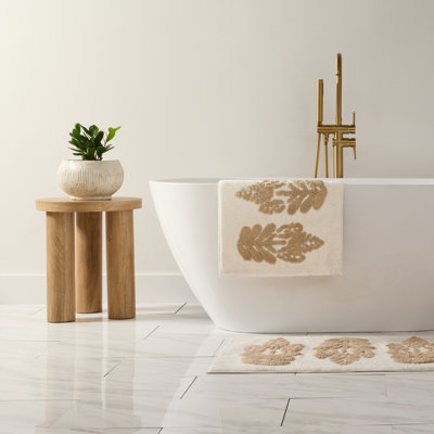 Tapis de bain 100% coton à motif floral